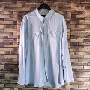Mens Pre Owned Orvis XXL Blur & White Button Down Cotton Polyester Blend